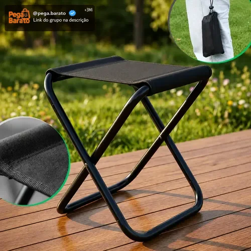 Mini Cadeira Dobrável Portátil Banco Pesca Camping Fila Resistente Banqueta Sólar