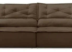 Sofá Retrátil Reclinável Com Molas 1,50m Livia Suede Marrom - Imagem 3