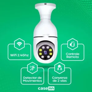 Kit 2 Câmeras Lampada De Segurança Ip Wifi Com Visão Noturna Interna Externa App Yoosee Espiã 360º Cor Branco Casenn - Imagem 4