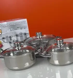 Jogo de Panelas Chef D Inox 3 Peças com Tampa de Vidro p/ Indução - Imagem 2