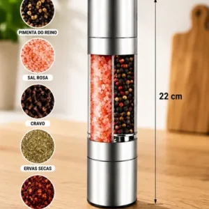 Kit 2 Moedor De Pimenta Sal Grosso Tempero 2 Em 1 Inox - Imagem 5