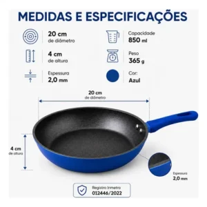 Frigideira Antiaderente Nanocerâmica 20cm Indução Premium - Imagem 7