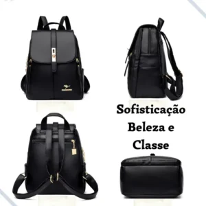 Bolsa Feminina Mochila De Ombro Tiracolo De Couro Ecológico - Imagem 8