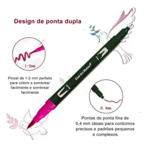 Kit Caneta Brush Pen Duas Pontas Lettering 80 Cores Pincel Profissionais para Ilustração Arte-Educação Bysl - Imagem 4