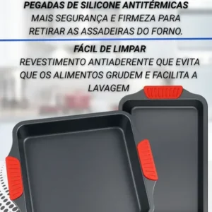 Kit 2 Assadeira Antiaderente Retangular Grande Funda Travesssa Forma Antiaderente Forma Bolo Doces Assadeiras Bolo Resistente Teflon - Imagem 5