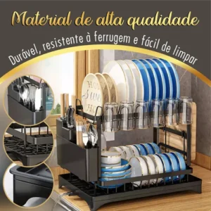 Escorredor De Louça Inoxidável 2 Andares Drenagem Automática - Imagem 3