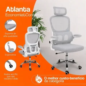 Cadeira Escritório Ergonômica Atlanta Preta Suporte Lombar - Imagem 7