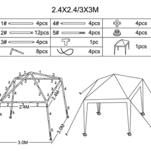 Tenda Gazebo 3x3 Sanfonada Praia Camping Eventos Azul - Imagem 5