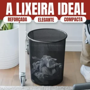 Kit Organizador De Escritório Preto Porta Treco Caneta Lixo - Imagem 5