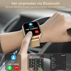 Smartwatch Mertto Dourado com Tela de 1.83" e Duas Pulseiras - Imagem 3
