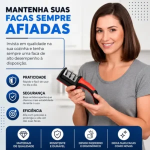 Afiador Amolador De Facas Tesouras Profissional 3 Em 1 Portátil Marca Homeroarte - Imagem 6