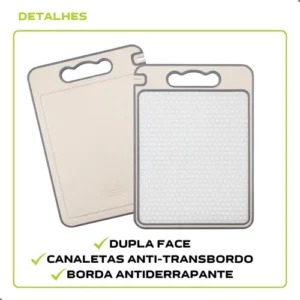 Tábua de Corte Higiênica Relimax Antiderrapante, de Inox, com Canaleta e Afiador para Carnes e Legumes - Imagem 3