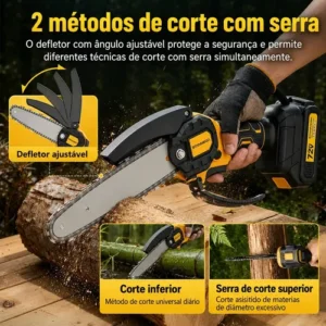 Motosserra Eletrica Portatil 6 Polegadas, 2 Baterias, 600W 3000rpm Potente Mini Moto Serra Profissional com Maleta - STARMEGA - Imagem 5