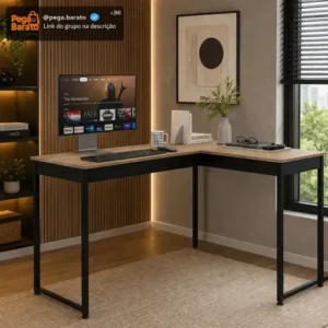 Mesa L De Canto Para Estudo Retro Design Nórdico Mod: Pier - Imagem 1
