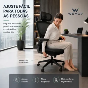 Cadeira De Escritório Ergonomica Wemov Confort Giratoria Resistente Reforçada 180kg Confortável Reunião - Imagem 4