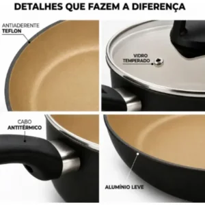 Jogo De 9 Panelas Antiaderente Teflon Com Panela Pressão 2l - Imagem 4