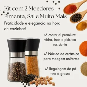 Kit 2 Moedores De Sal Grosso E Pimenta Do Reino Em Aço Inox Boa Dica® - Imagem 3