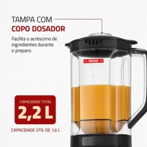 Liquidificador Pratic Turbo L-98-b Preto 550w Mondial - Imagem 4