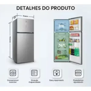 Geladeira Hisense Duplex Inox 467L Inverter Frost Free RT3N461 110V - Imagem 11