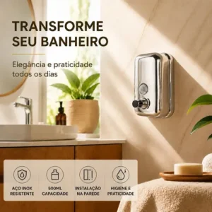 Saboneteira Liquida Inox304 500ml P/ Parede Porta Sabonete - Imagem 2