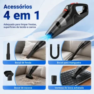 Aspirador De Pó Portátil Carro Sem Fio Com Led Alta Potência - Imagem 10