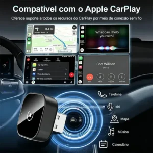 Adaptador Android Carplay Auto Wireless Bluetooth/ Wi-fi 2 Em 1 Voz Inteligente Usb-c - Imagem 5
