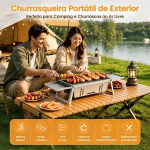 Churrasqueira Portátil Inox Dobrável ASSISTOOL Aço Inoxidável Carvão Pequena - Imagem 3