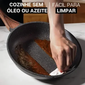 Frigideira Cerâmica Antiaderente Grande 24cm Para Fogão A Gás Indução Cooktop Panela Frita Sem Óleo Não Gruda Profissional Moderna Mix - Imagem 5