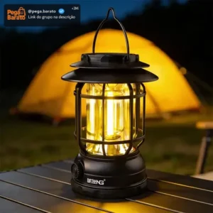Lanterna Lampião Com Led C/ Placa Solar Recarregável - Imagem 1