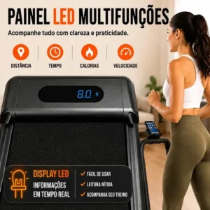 Esteira Ergométrica Elétrica Dobrável Com Painel LCD Controle Remoto Para Caminhada Casa Academia Preta 127 Bivolt - Imagem 8