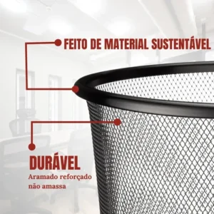 Kit Organizador De Escritório Preto Porta Treco Caneta Lixo - Imagem 8