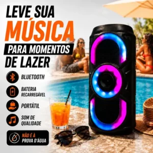 Caixa De Som Bluetooth Potente 50w Rgb Tws Usb Fm Portátil - Imagem 6