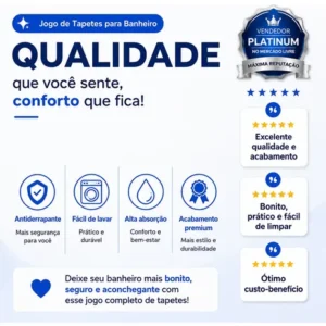 Conjunto Banheiro 4 Peças Tapete Preto Jogo Banheiro Oferta! - Imagem 9