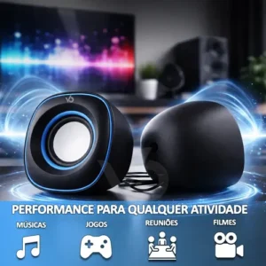 Caixa Caixinha De Som Computador Pc Notebook Subwoofer Amplificada 6w Usb P2 Azul Voxo - Imagem 3