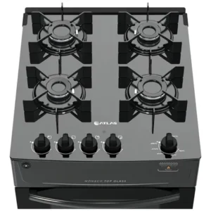 Fogão 4 Bocas Atlas Mônaco Top Glass com Mesa de Vidro e Acendimento Automático Preto Bivolt - Imagem 7