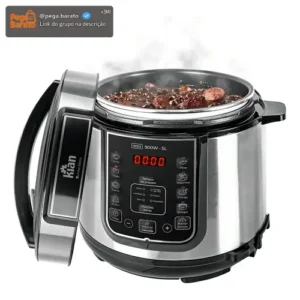 Panela de Pressão Elétrica 5 Litros Aço Inox Preto Multifuncional Kian Ppe 101 - Imagem 1