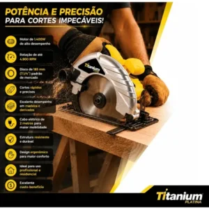 Serra Circular 1400W 7.1/4 127V Alta Potência Titanium - Imagem 8