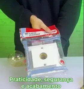 Kit 6 Plafon Quadrado Bocal Porcelana E-27 Plafonier Lustre - Imagem 12