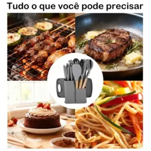 19 Peças Kit Utensilios Cozinha Tábua Em Silicone Espátula - Imagem 6