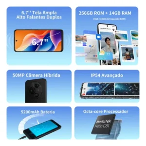 Smartphone TCL 256GB 50MP 14GB RAM 6.7" HD+ Octa-Core 5.200 mAh TCL 605 - Imagem 4