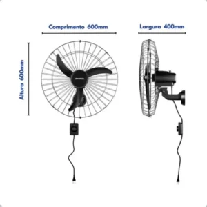 Ventilador Osc Parede 60cm Preto Ventisol - Imagem 7