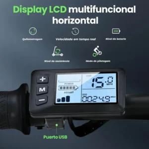 Bicicleta Elétrica Xroymexroy EB1S 500W 36V 12Ah 50km Dobrável com LED, Suspensão Traseira, Display LCD Horizontale e USB - Imagem 7