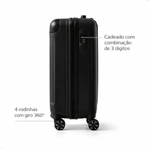 Mala De Viagem Bordo Mão Pequena 10kg Abs Cadeado 360 - Imagem 5
