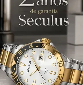 Relógio Seculus Masculino Bicolor Prata Com Dourado Aço Inox Elegante Executivo Luxo Moderno A Prova D'água Original - Imagem 3