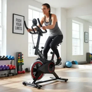 Liftness Bicicleta Ergométrica Fitness SP50PTVM Para Cardio E Musculação Academia Com Base Cor Preto E Vermelho - Imagem 11