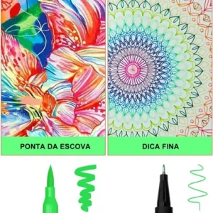 Kit Caneta Brush Pen Duas Pontas Lettering 80 Cores Pincel Profissionais para Ilustração Arte-Educação Bysl - Imagem 2