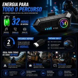 Kit 2 Intercomunicador Moto V6 Bluetooth Para Capacete - Imagem 7