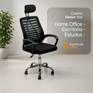 Cadeira de escritório Oficial Webshop Mesh Diretor ergonômica preta com estofado de malha - Imagem 10