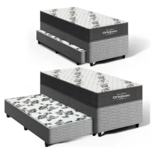 Box Solteiro Colchão D33 Ortobom Airtech+auxiliar De Espuma Cor Cinza - Imagem 2