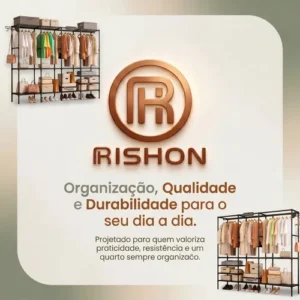 Guarda Roupa Dobravel Closet Aberto Organizador De Roupas Desmontavel E Arara Organizadora 4 Colunas Em Aço Resistente Rishon - Imagem 7